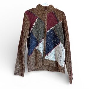 Vintage 90s Chunky Cardigan Grannycore Sweater DRESSBARN Patchwork Women’s Sz L